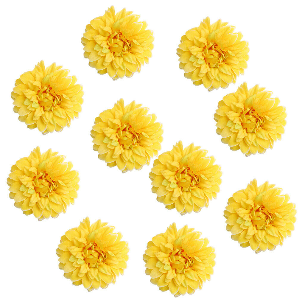 10x Artificial Chrysanthemum Flower Head Wedding Home DIY Craft Decor Yellow