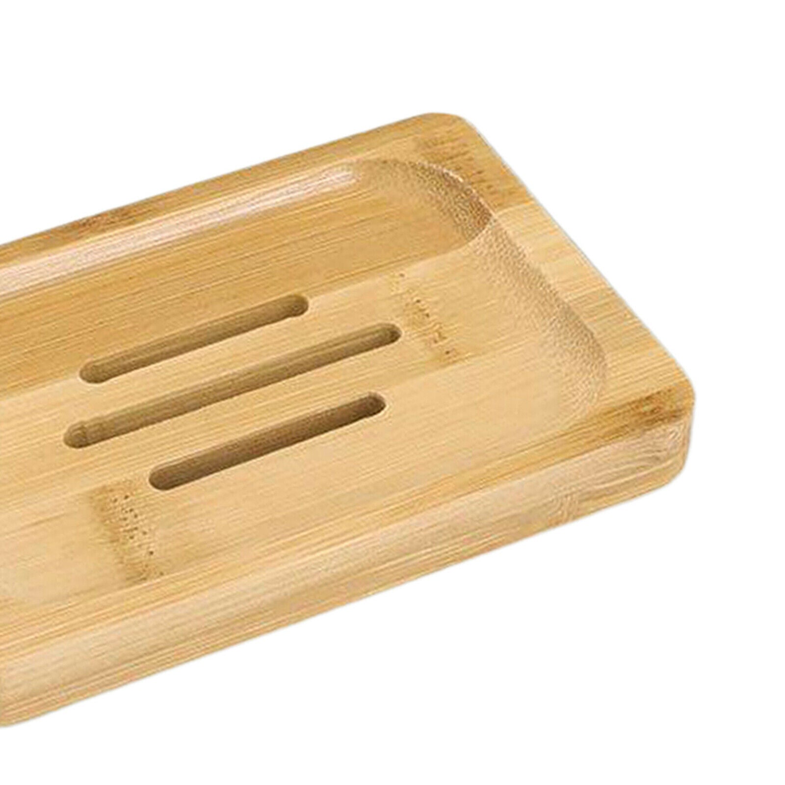 Eco Friendly Wood Bamboo Soap Tray Dish Rack Holder Bath Kitchen Rectangle