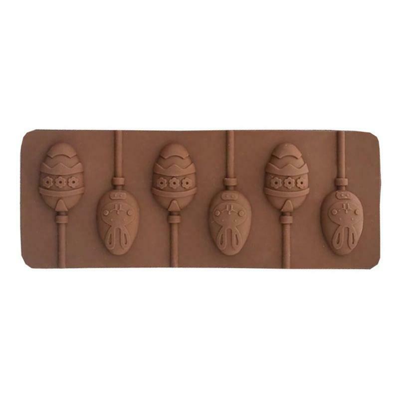 6 Cavity Easter Eggs Chocolate Lollipop Silicone Mold Candy Cookie Cake Mould