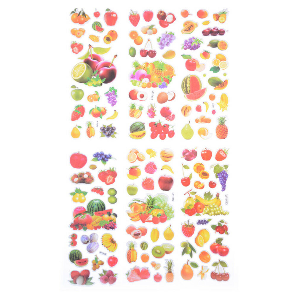6Sheet Fruit Green Banana Grapes Scrapbooking Bubble Stickers Reward Kid T.l8