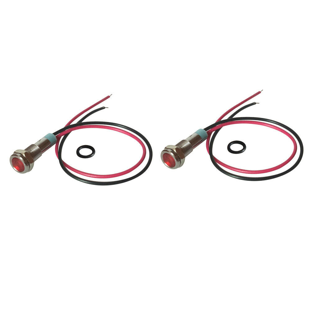 6mm 12V Red LED Metal Indicator Light | Red Pilot Dash Pre-Wired LED Qty.2
