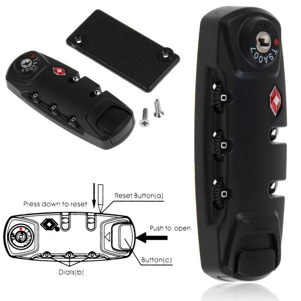 3 Digital Code Combination Padlock Luggage Suitcase Travel Bag Case TSA Secure