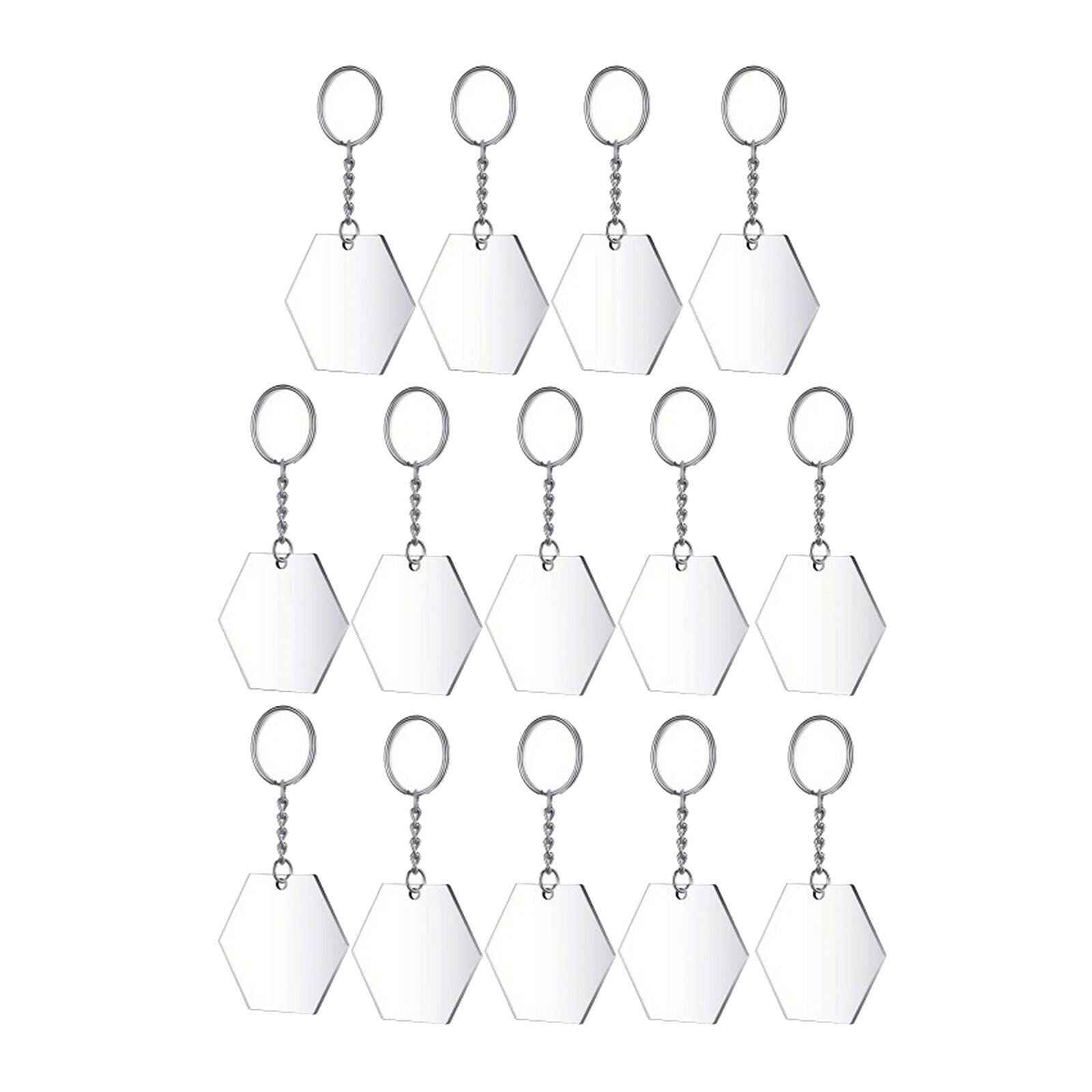 24pcs Transparent Hexagon Acrylic Key Chains Keychains Blanks Discs Keyrings
