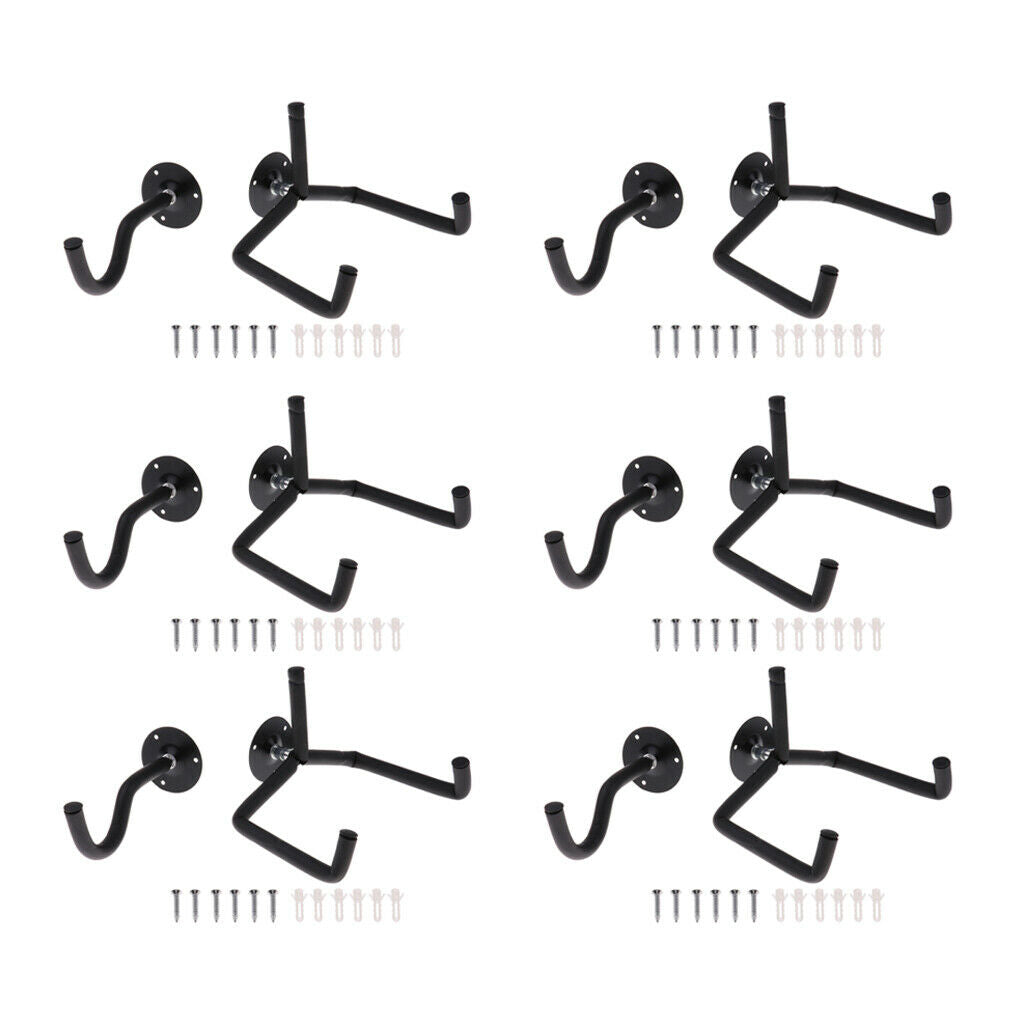 6Set Black Guitar Wall Hanger Mounting Show Instrument Universal Accessories