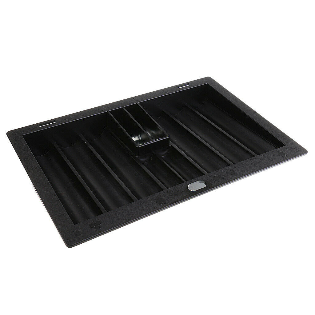 Durable Casino Playing Card Game Poker Chip Tray 350 Chips 8 Slot Holder Box