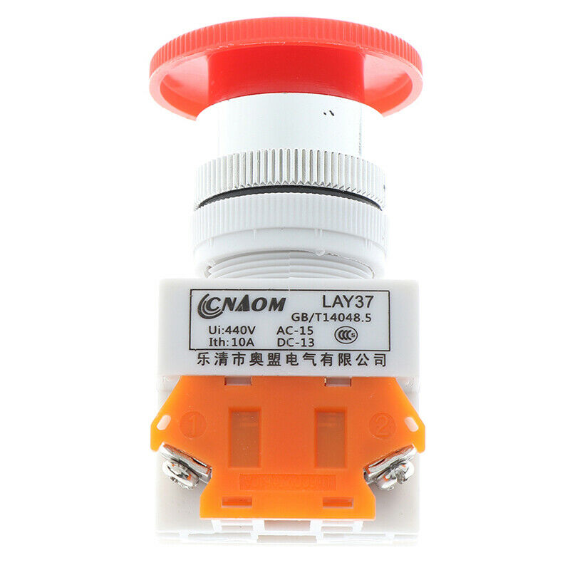 1Pc Red Mushroom Cap Normally Closed Emergency Stop Push Switch Button10A LAA WF