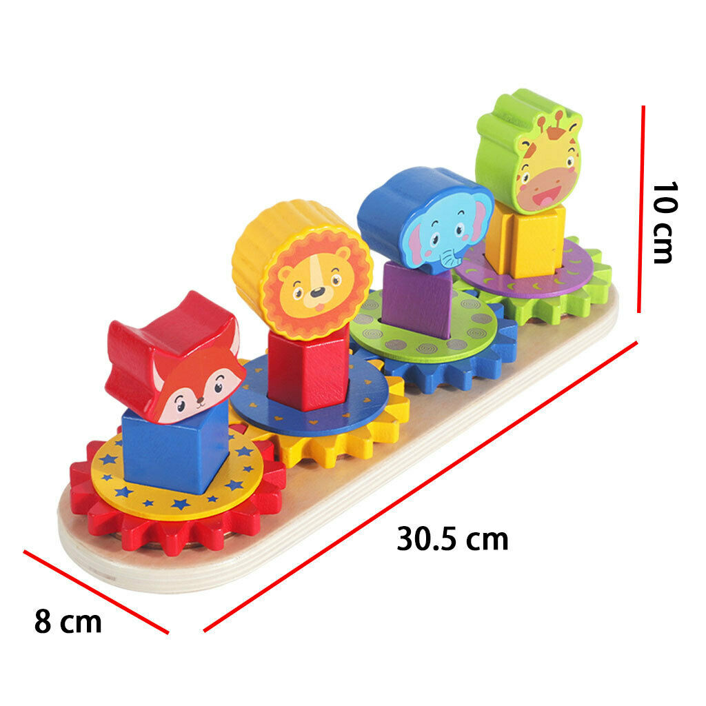 Stacking Block Toys Animal Shape Color Recognition Gear Puzzle Preschool
