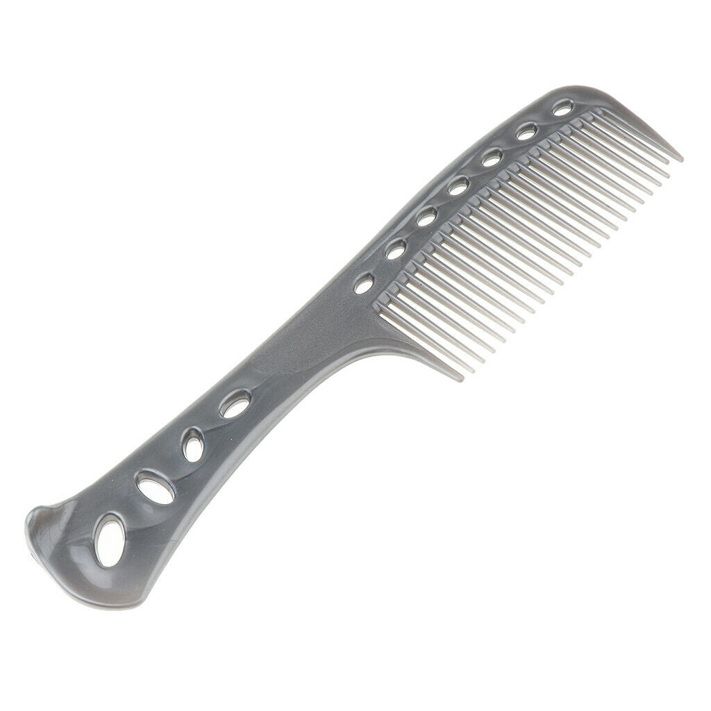 Hairdressing Salon Plastic Anti-static Handle Wide Tooth Hair Comb Gray