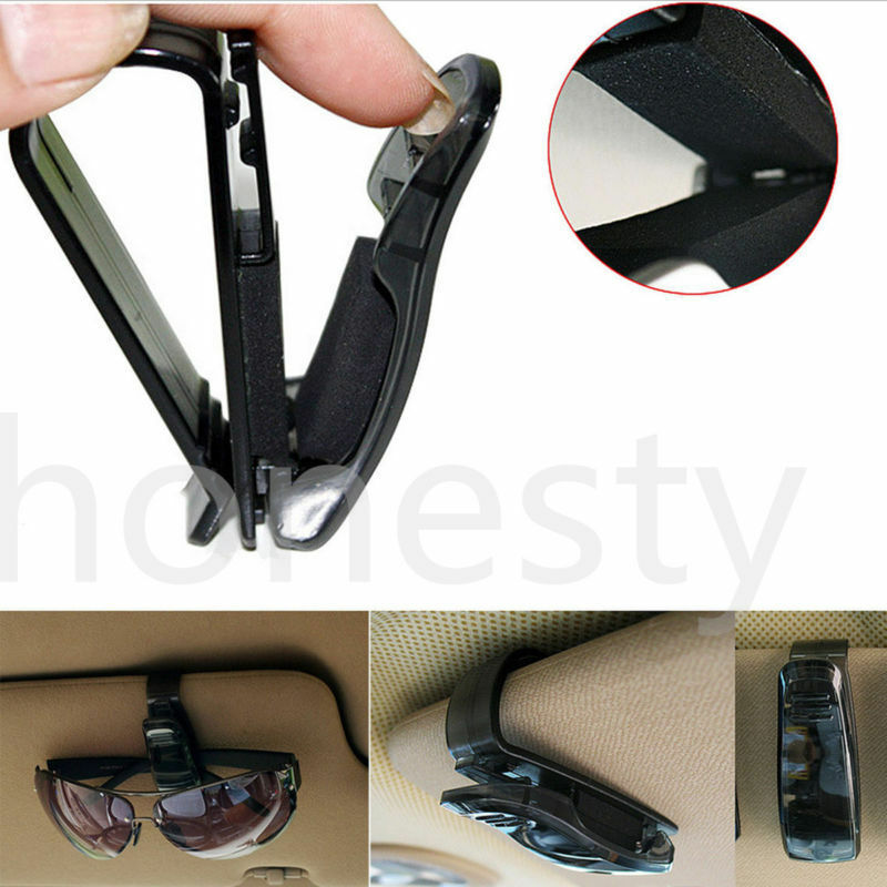 2X Car Auto Sun Visor Clip Holder For Reading Glasses Sunglasses Eyeglass Black
