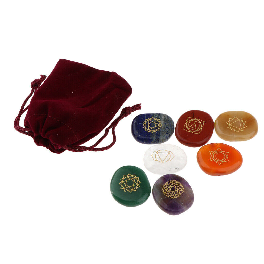 7 Pieces Round Shape Stone Crystal Charms, Assorted Color, Body-Mind-Spirit