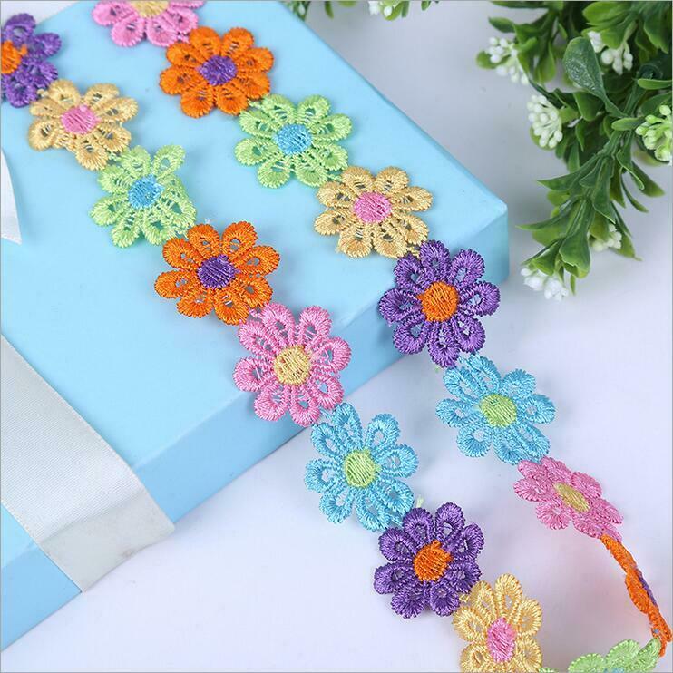 5 Yards Embroidered Flowers lace Trim decoration Clothing/hat Appliques Sewing