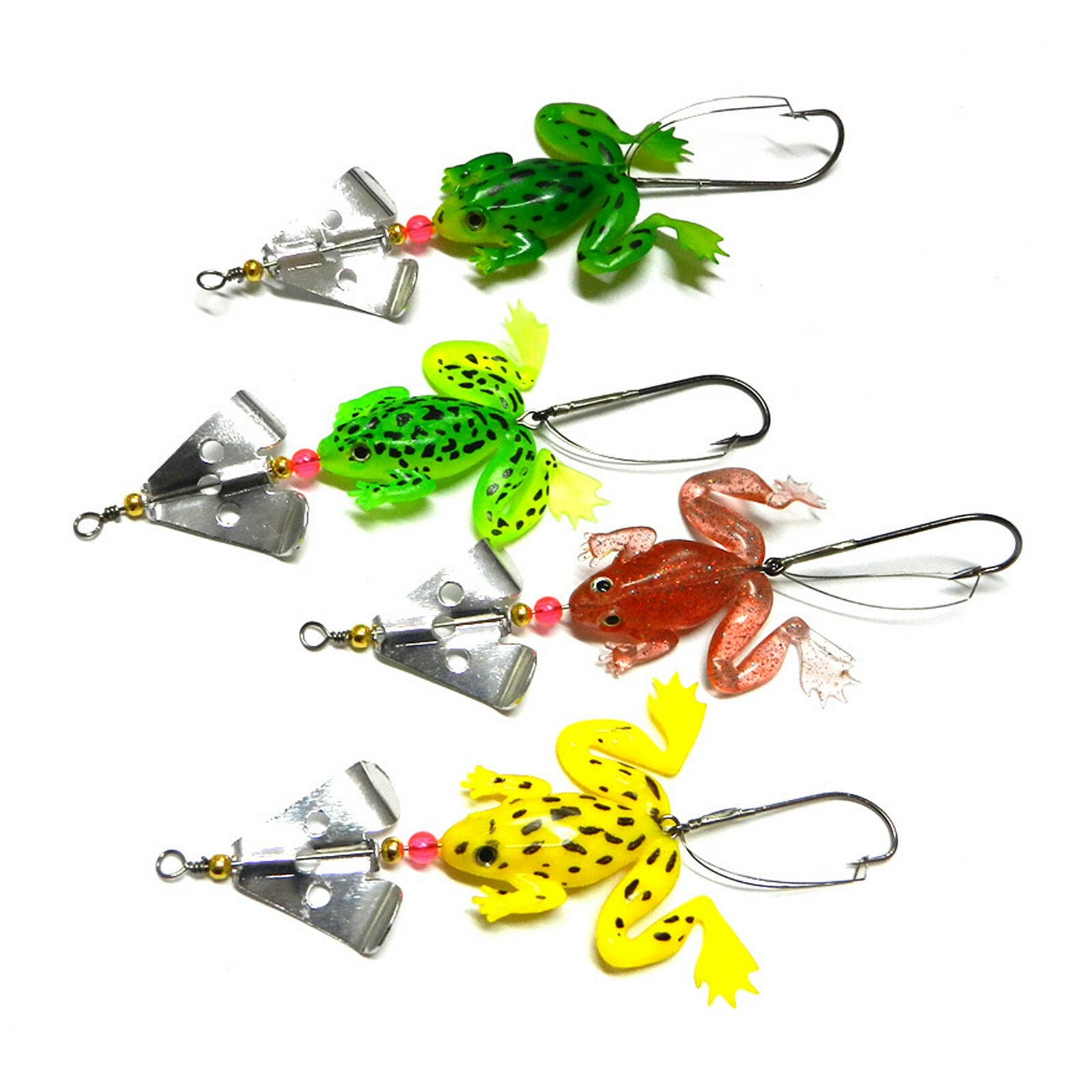 4Pcs/Lot Soft Rubber Frog Bass Bait Spinner lures CrankBait Tackle Fishing Lures