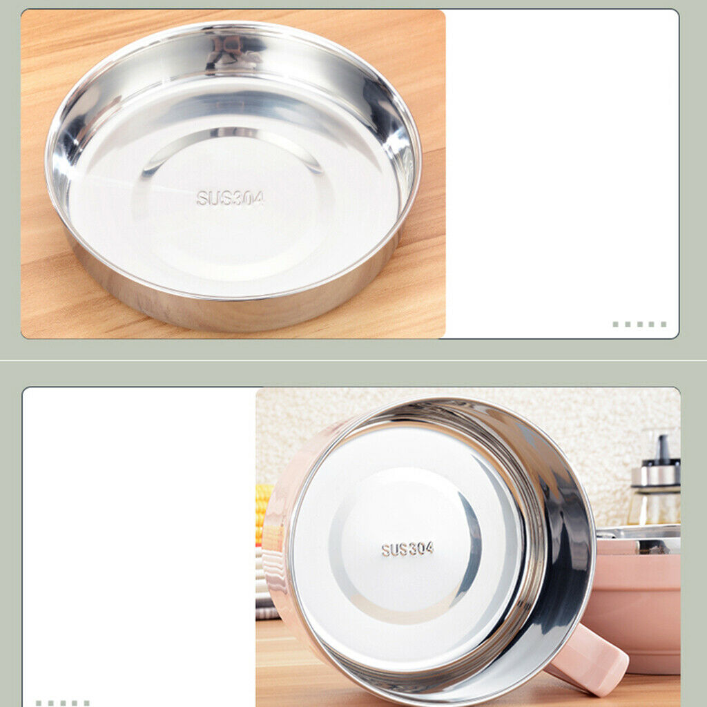 Stainless Steel 3 tier thermal bento Lunch Box Snack Cup With Soup Bowl Pink