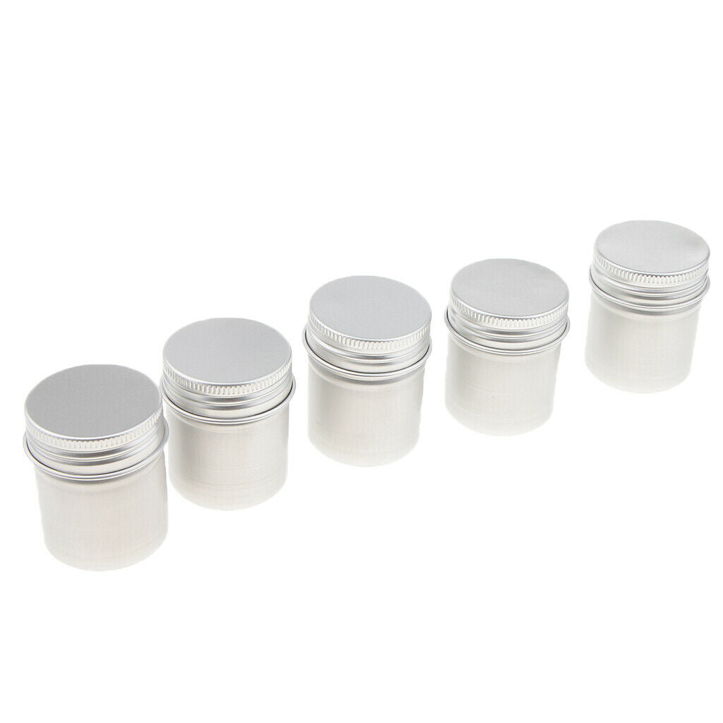 5x 50ml Empty Metal Tins Makeup Can with Screw Lids for Tea Powders Storage
