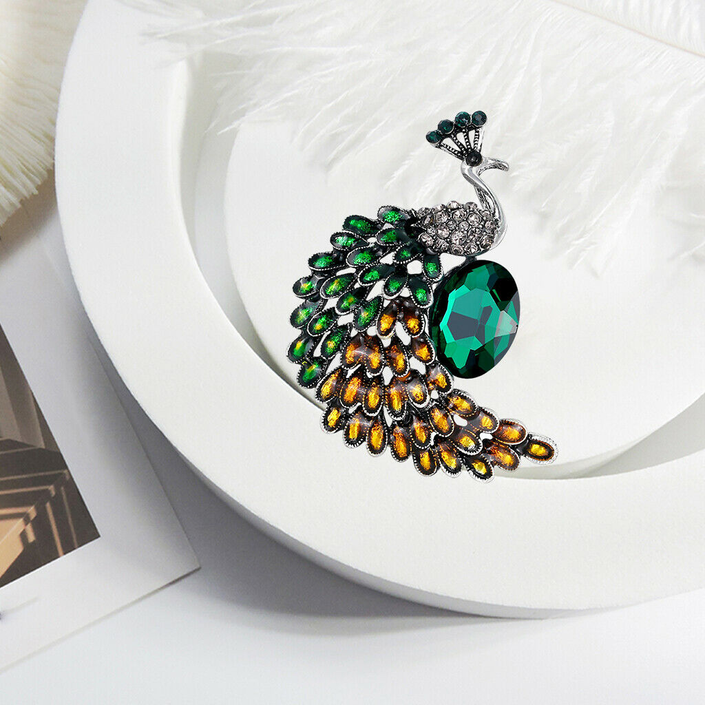 Women's Crystal Beautiful Peacock Brooch Fashion Wedding Animal Bouquet Brooch