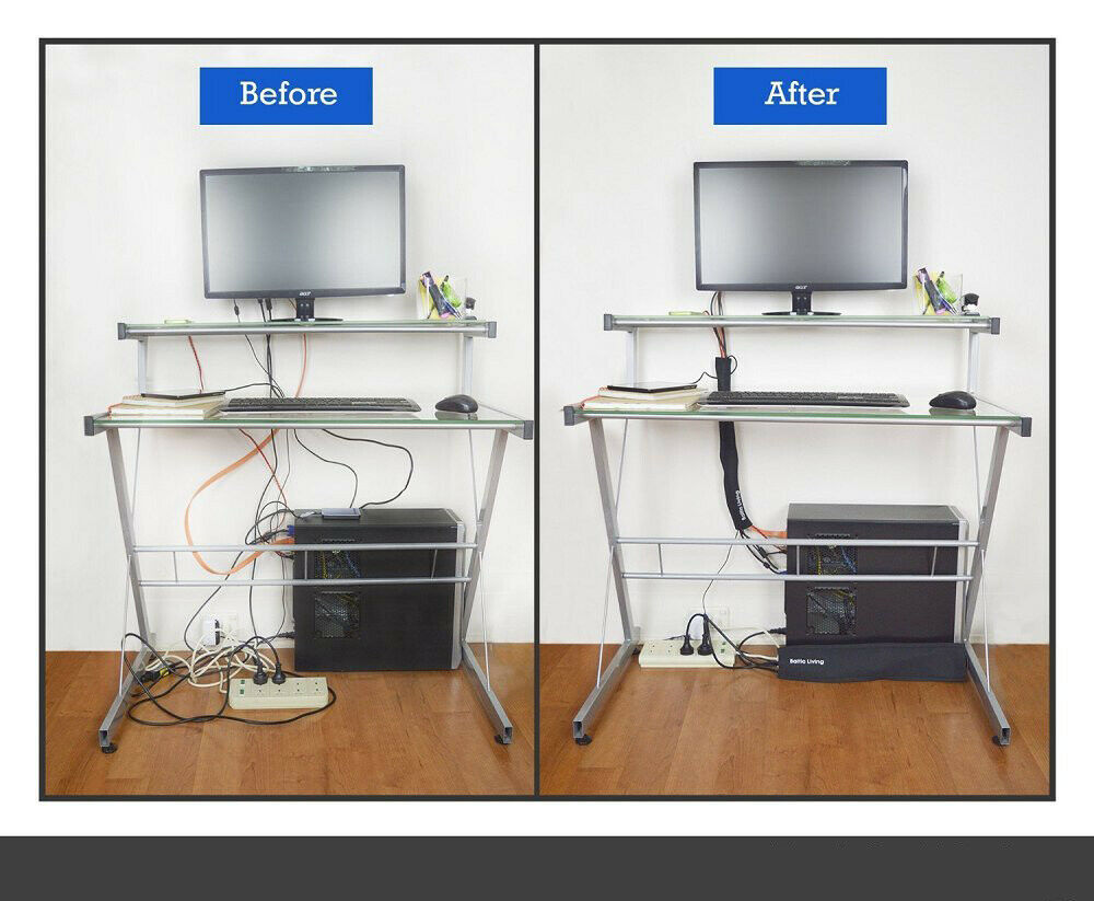 80 inch Cable Management Organizer Tv Cord Cover Raceway Hiding Wire Sleeve