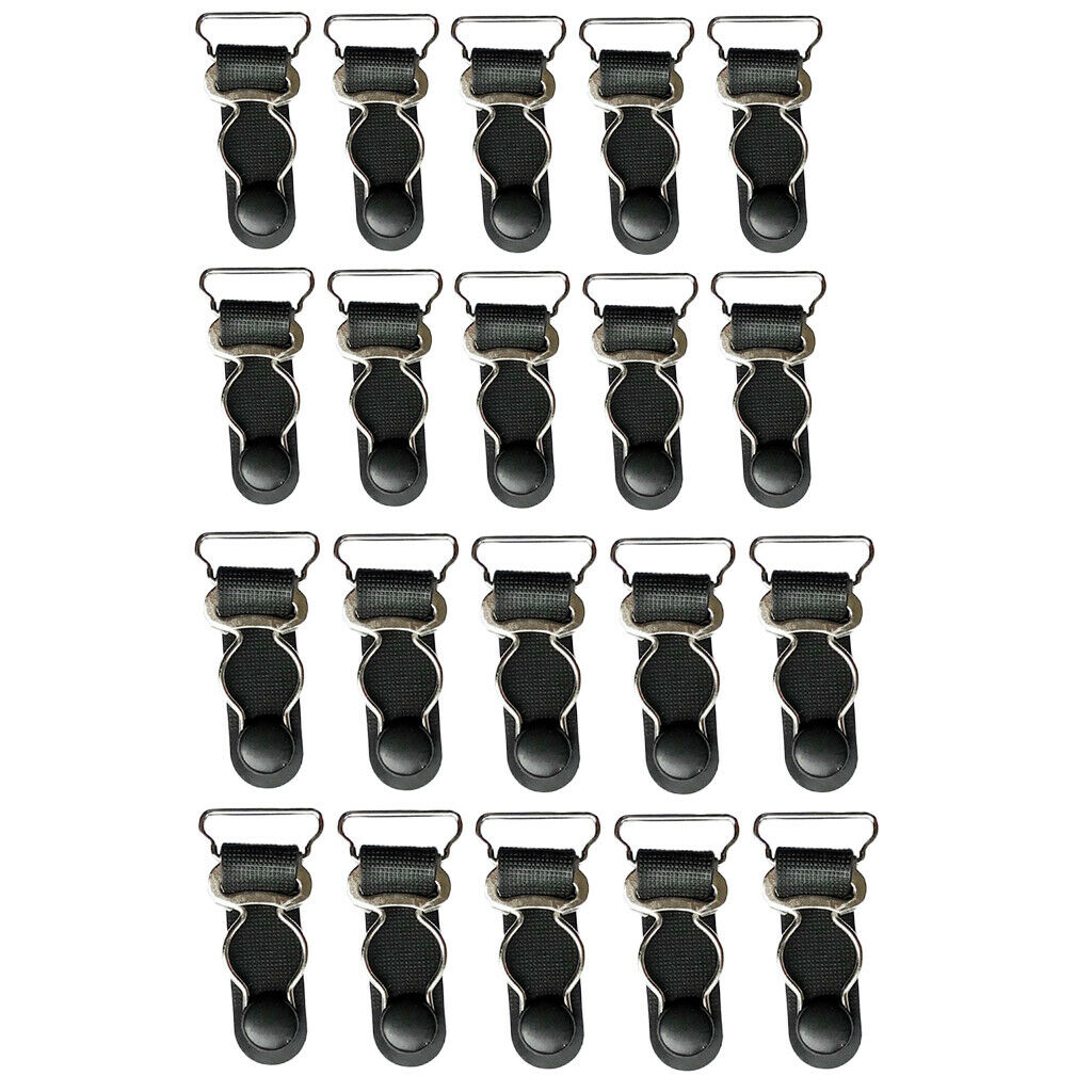 20pcs Black Hooks Set Women Garters Strap Straps Grips Straps 26mm Clip