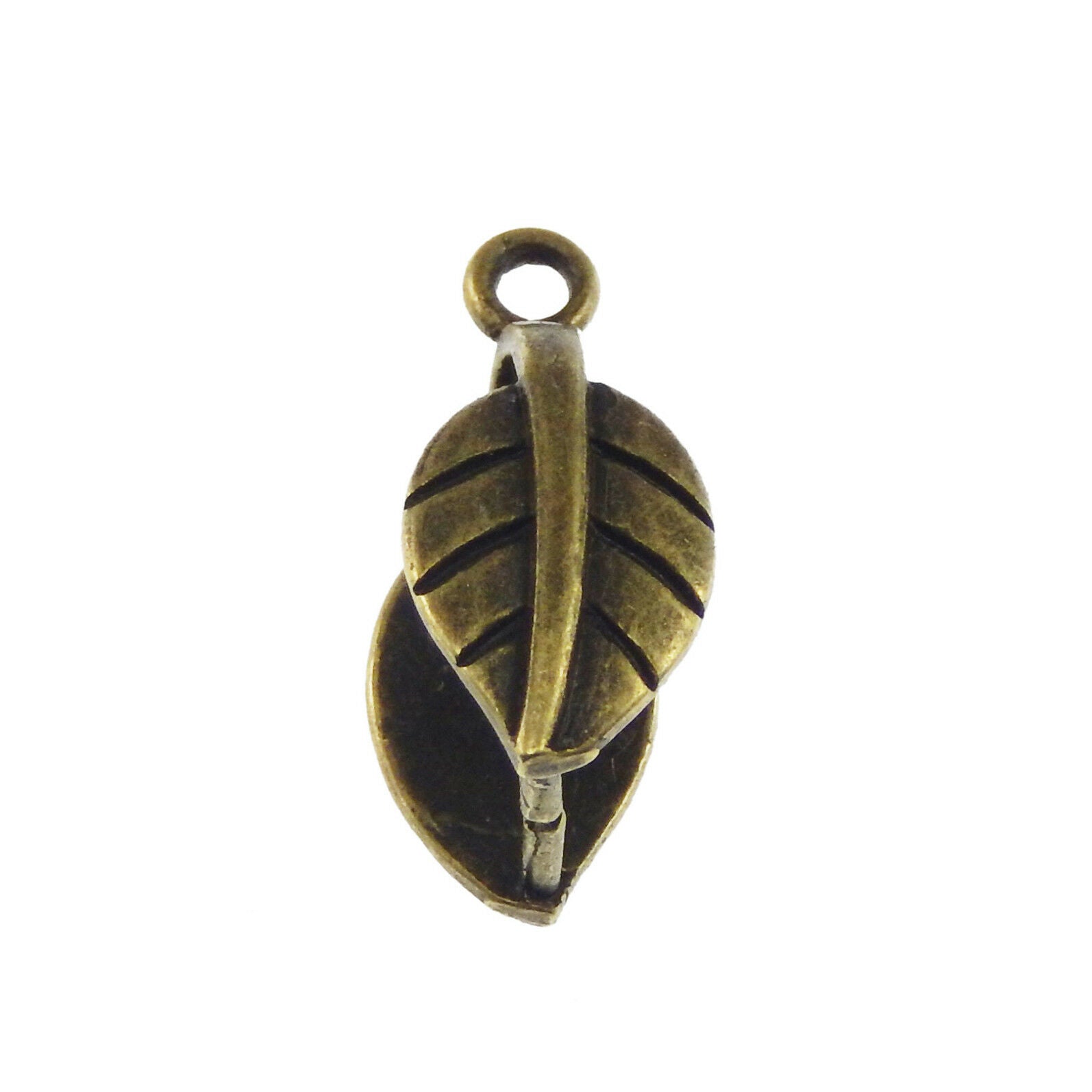 12pcs Antiqued Bronze Tone Brass Vivid Leaf Clasps End Pendant Findings 37468