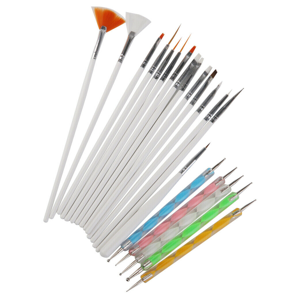 MagiDeal Nail Art Painting Brush Nail Dotting Drawing Polish Pen Set 20pcs