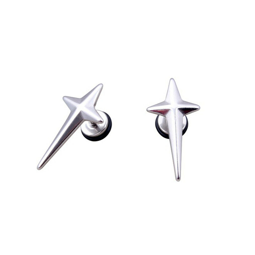 Mens Womens Non-allergic Stainless Steel Cross Design Earrings Ear Studs