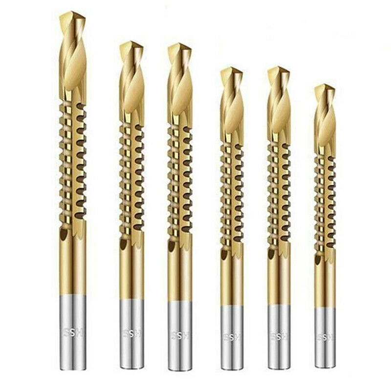 6pcs Drill Bits High Speed Steel Thread Spiral Screw Metric Composite Tap Dri TL