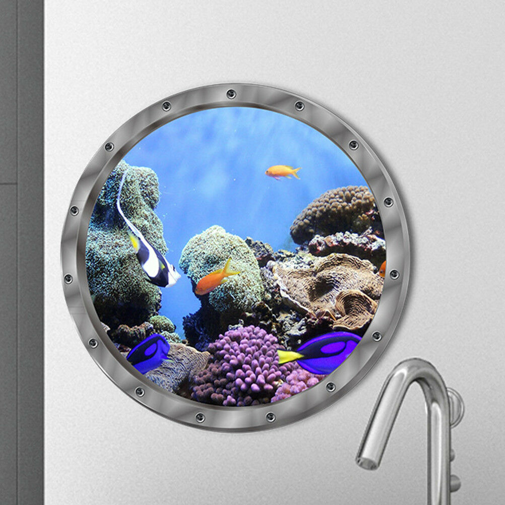 Underwater Fish Wall Stickers for Washing Machine Decor Bathroom Deca.l8