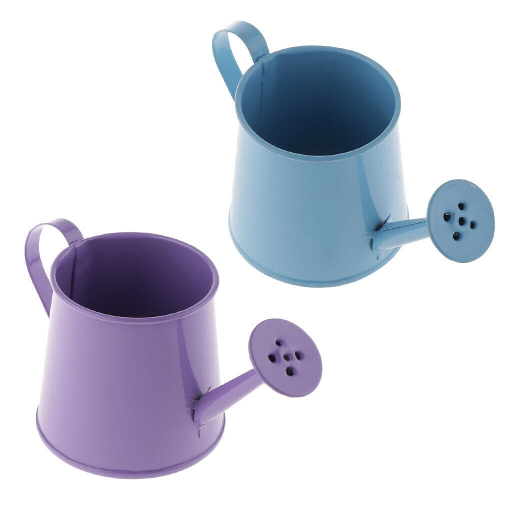 2x Pastoral Style Garden Watering Can Flower Barrel Rustproof Blue & Purple