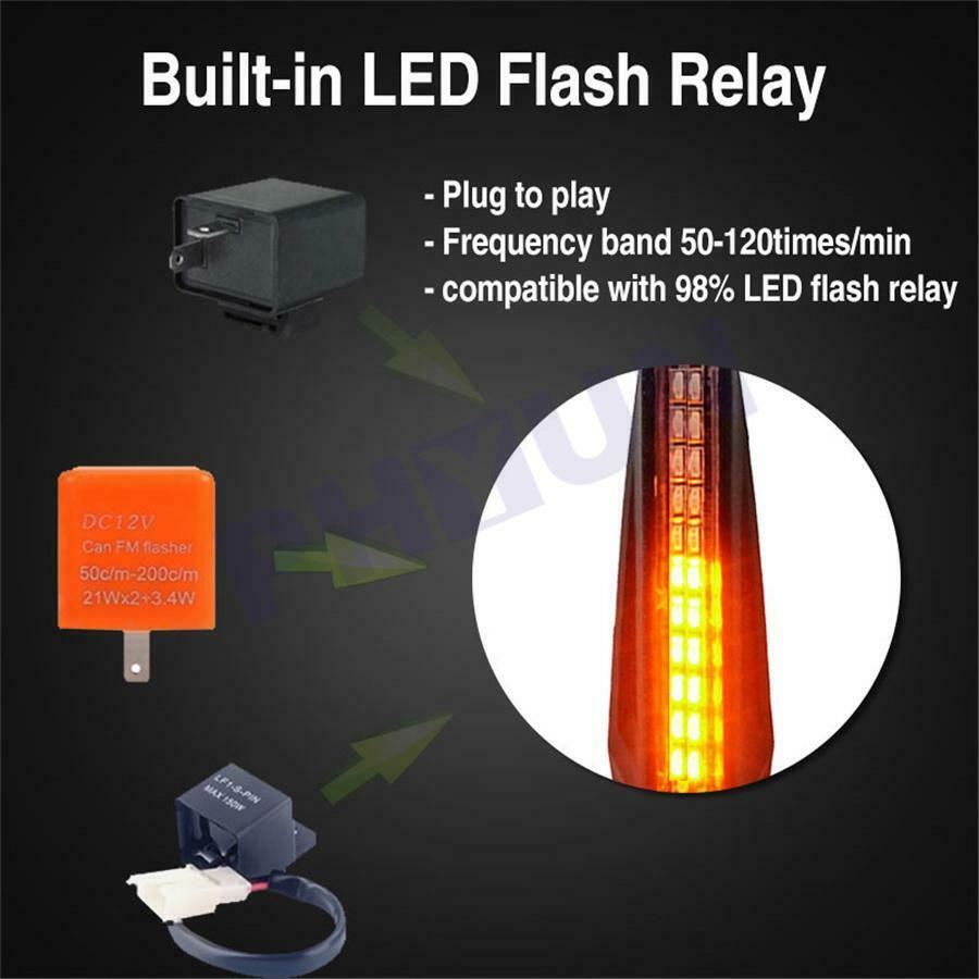 Pair 24LED Side-glowing Motorcycle Flowing Turn Signal Light Driving DRL Flowing