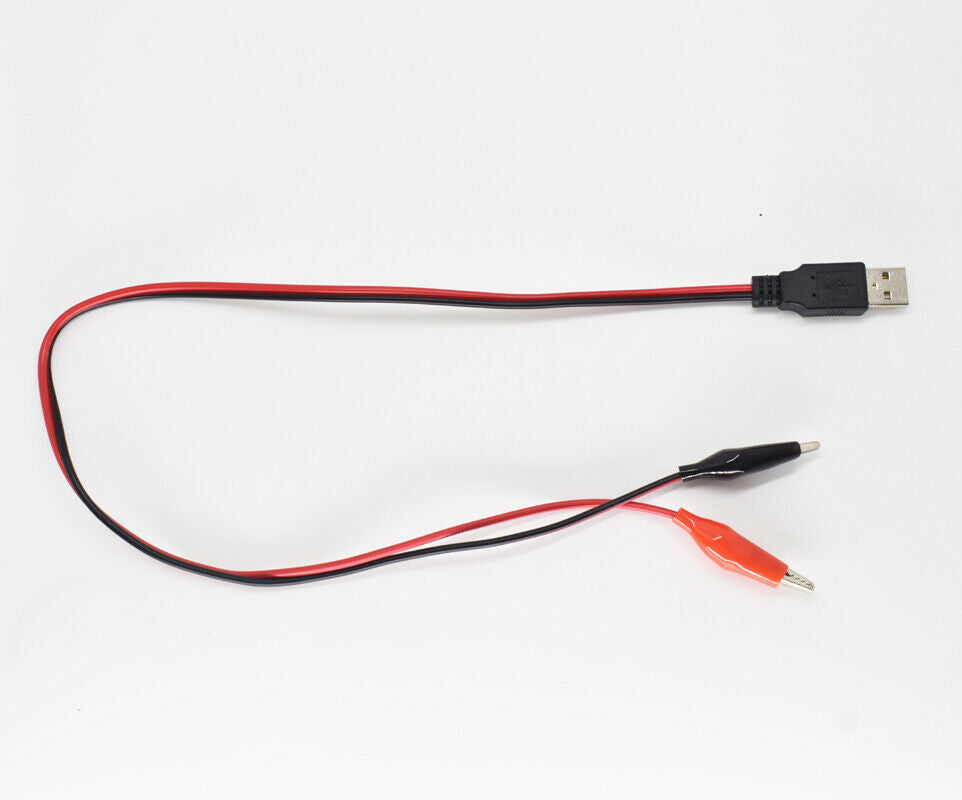 10pcs 0.5M/50cm USB A Male To Dual Alligator Clip Phone Test Power Cable Lead