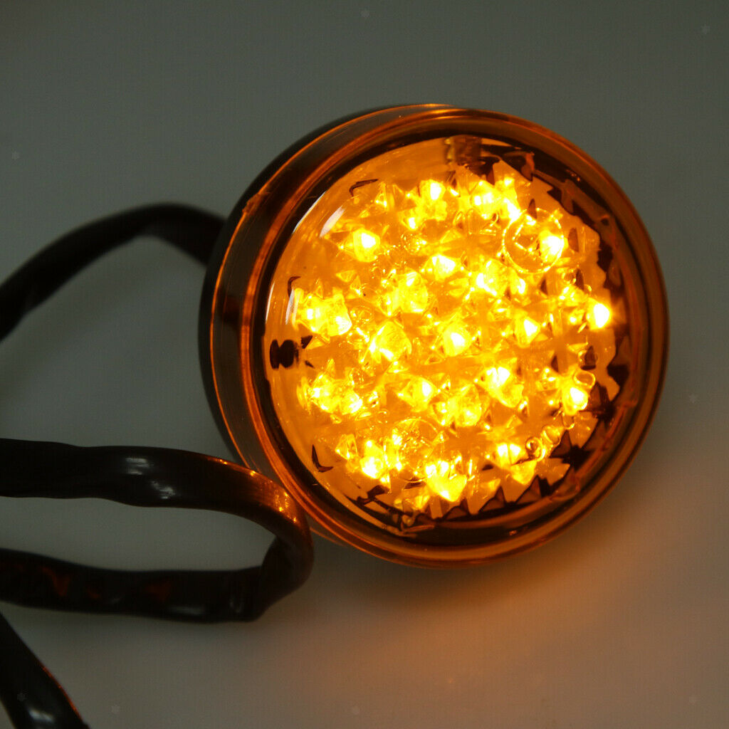 Pair Waterproof Motorcycle 20 LED Round Lamp Turn Signal Light 5W Orange