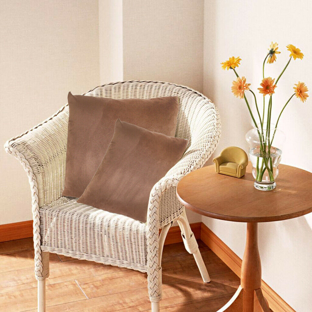 Brown Suede Pillowcase Square Pillow Cover Bedding Sofa Ornaments 50x50cm