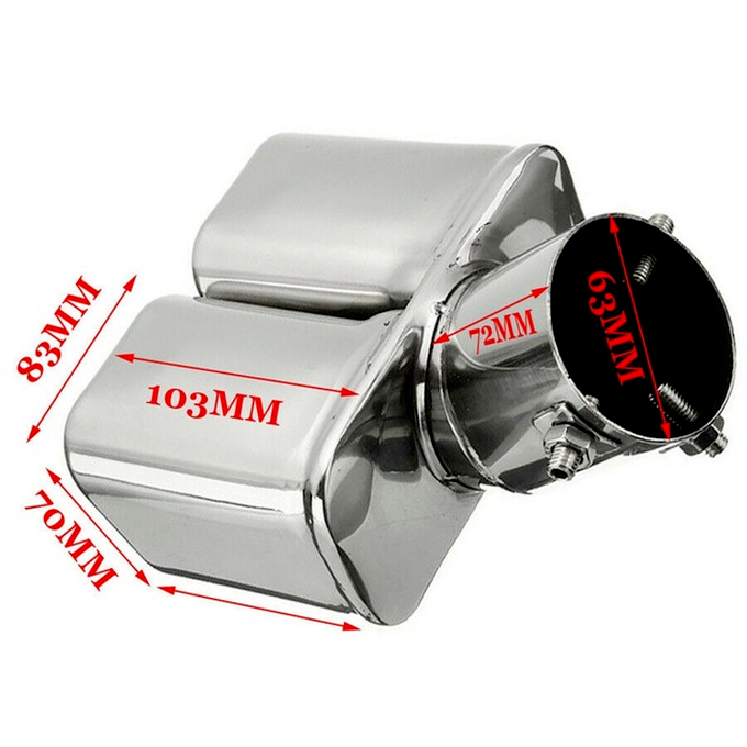 Car Dual Exhaust Tip Square Tail Pipe Muffler Chrome Stainless Steel 63mm/2.5"
