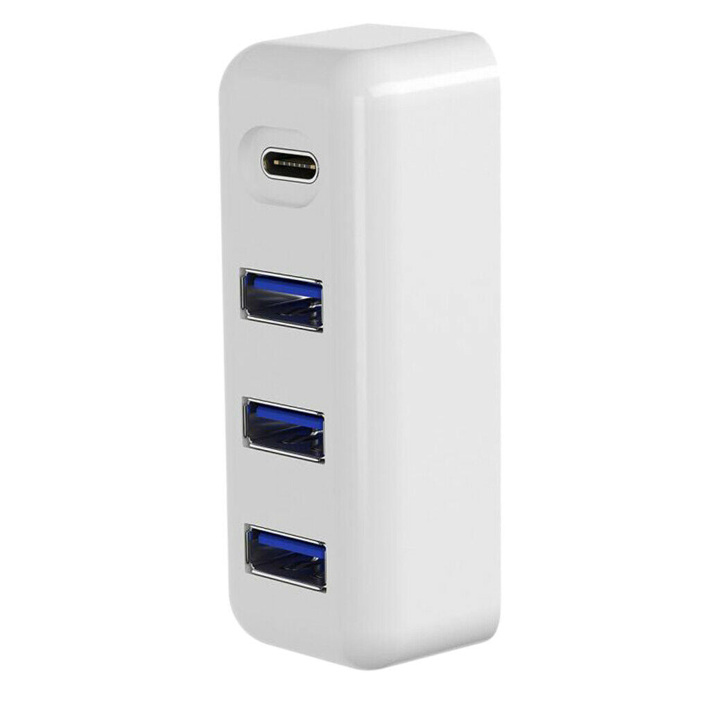 White - 3 Port HUB Splitter Power USB Type C Adapter Dock for Laptop