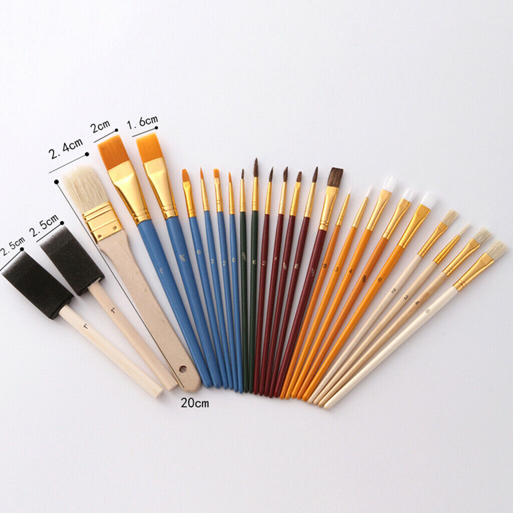 25 Artist Brush Set Acrylic Paint Foam Hairbrush