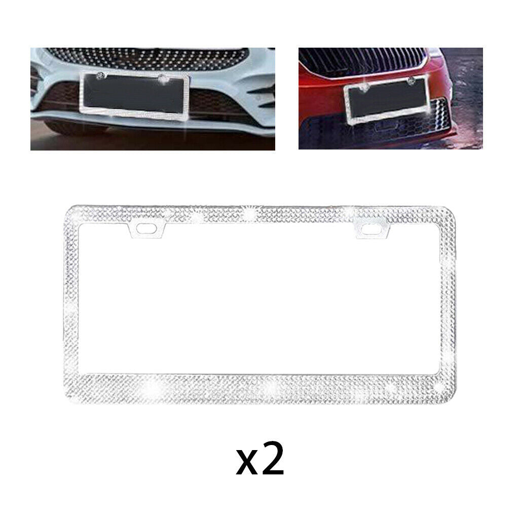 Crystal License Plate Frame Diamond Stainless Steel Rhinestone Handcrafted