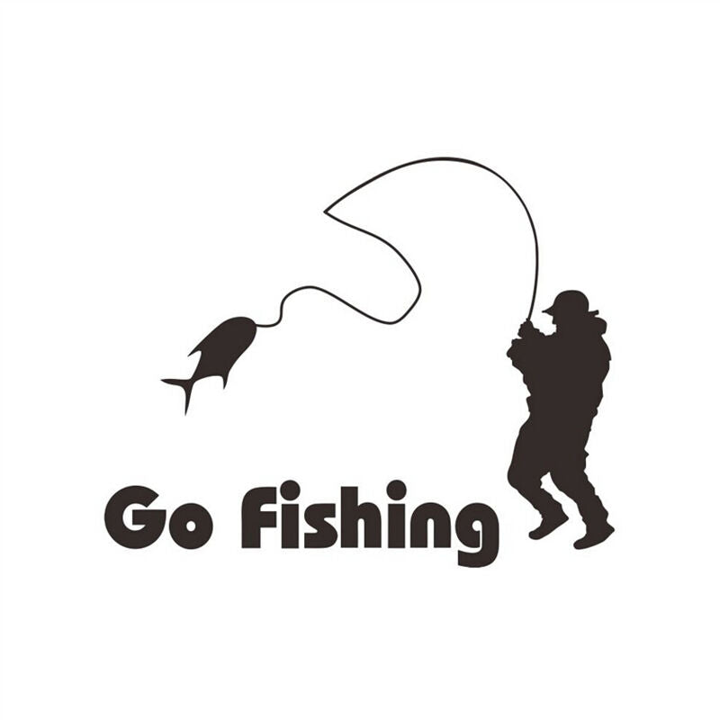 Interesting 1 Pcs Car Stickers Funny Go Fishing Black Decals 5.51"*4.33".l8