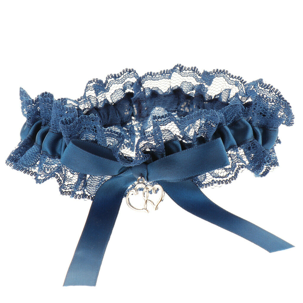 Pack of 2 Gorgeous Wedding Bridal Garter Set Lace Bowknot Heart Pendant Toss