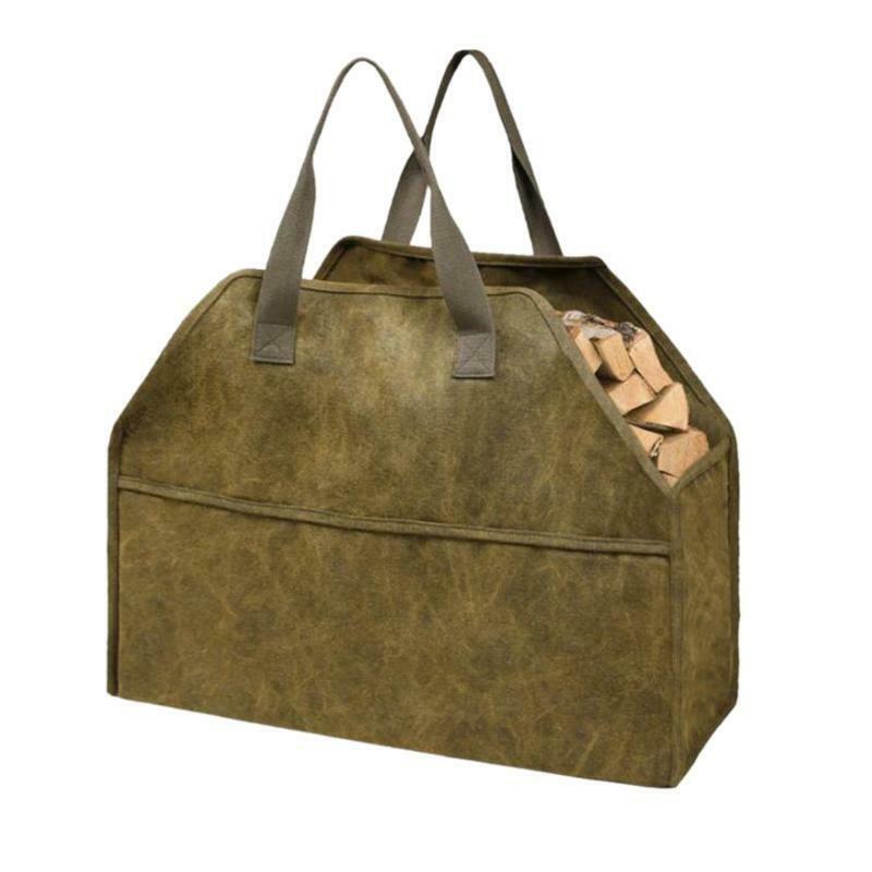 Log Storage Holder Carrier Canvas Firewood Bag Durable Fire Wood Tote Organizer