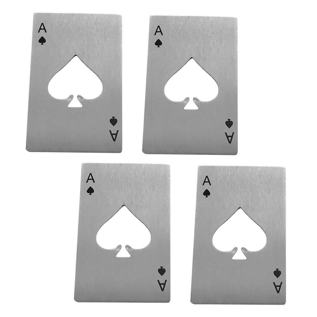 4pcs Durable Playing Card Ace of Spades Bar Soda Cover Lid Bottle Opener
