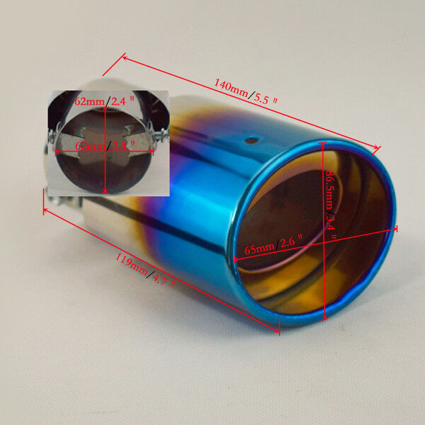 Slant Burnt Titanium Car Stainless Steel Exhaust Tail Pipes Muffler Tips Durable