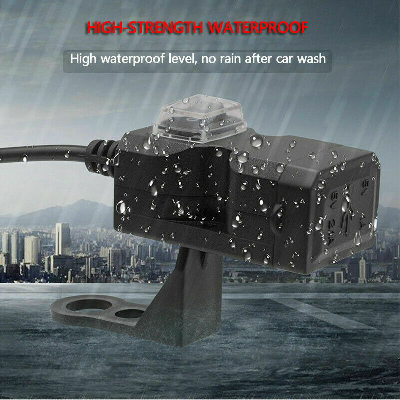 Waterproof Dual USB 12V Motorcycle Bike Handlebar Charger Socket w/ Switch_DD