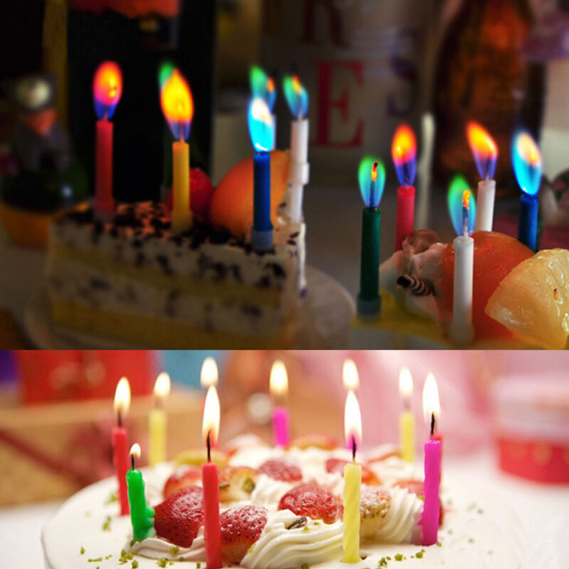 12Pcs Child Colorful Mixed Candles Flames Cute Birthday Party Cake Toppers Decor