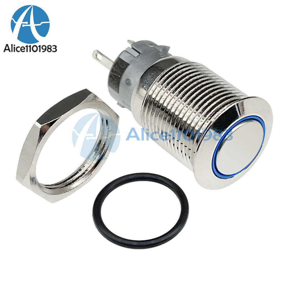 5Pin 12V 16mm DIY auto Push Power Button LED Angel Eye Push-buttons Metal