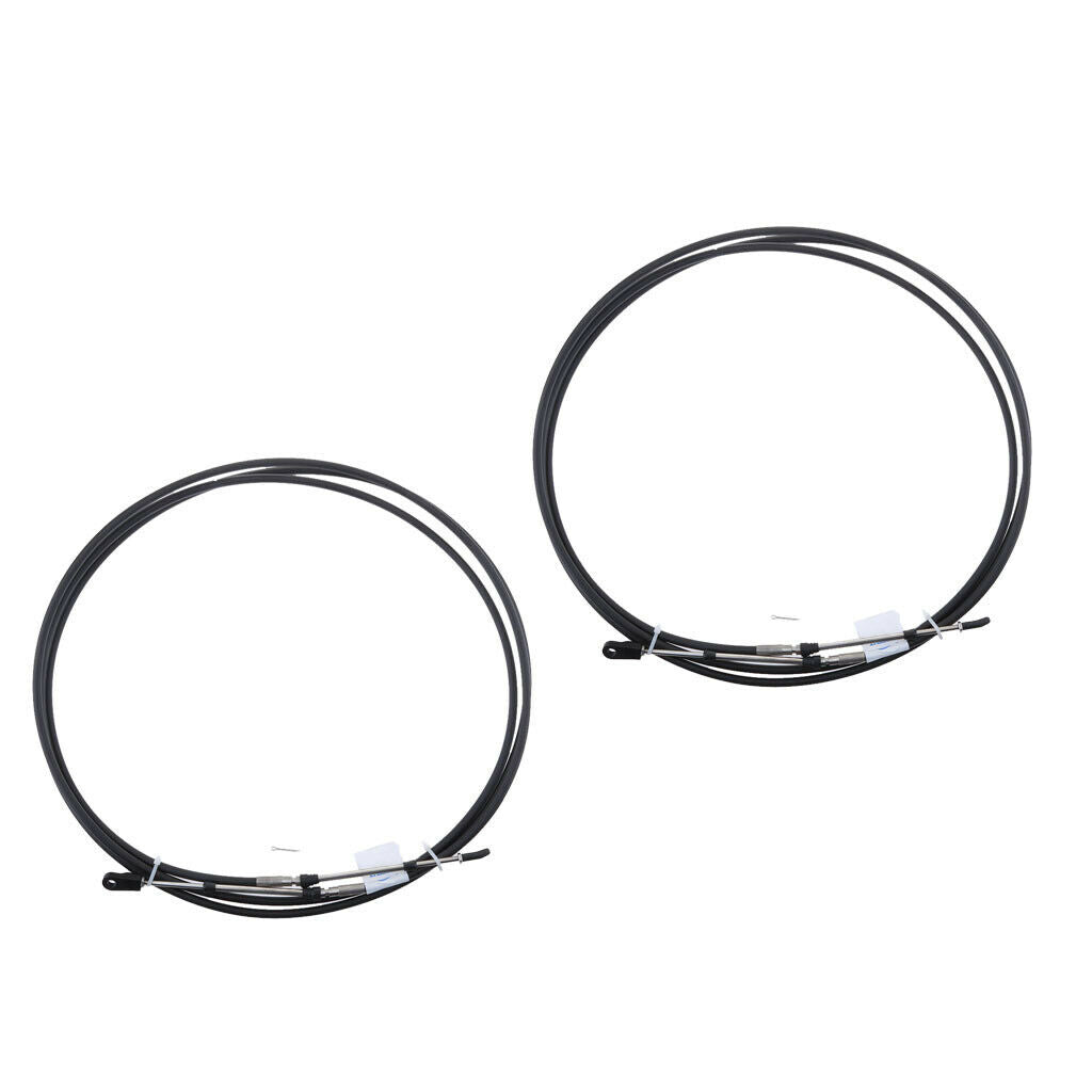 2-Pack 10ft Marine Motor Throttle Control Cable for Yamaha Outboard Black