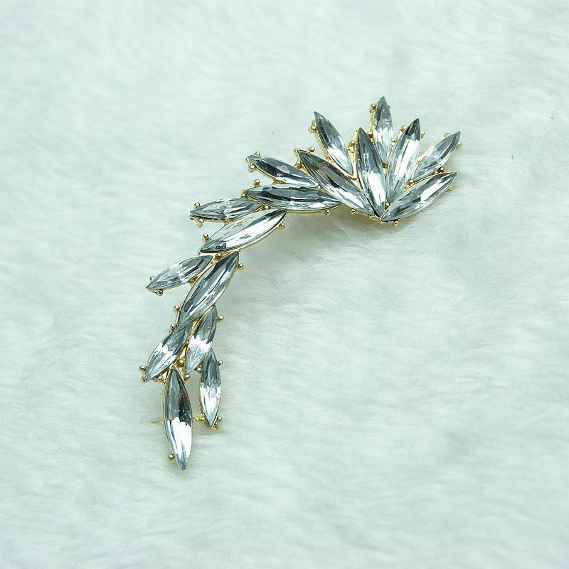 1pc Half Moon Crystal Rhinestone Shape Right Ear Stud Cuff Clip