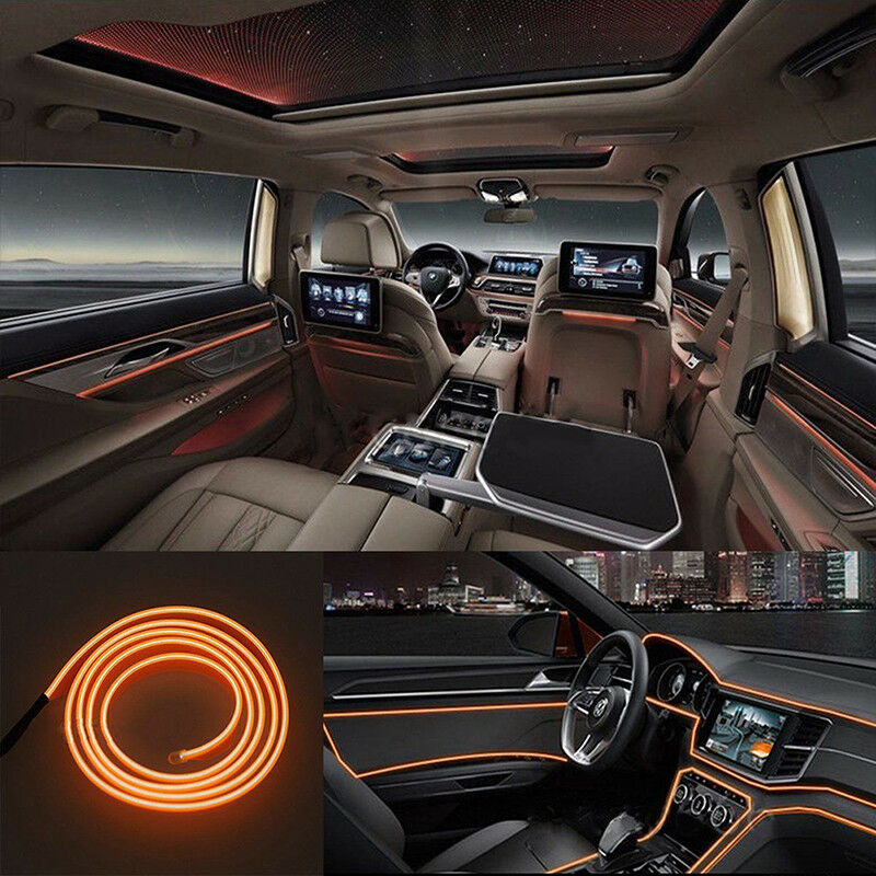 2M 12V Car Vehicle Ambient Interior Orange Cold Light Strip Atmosphere Ne.l8