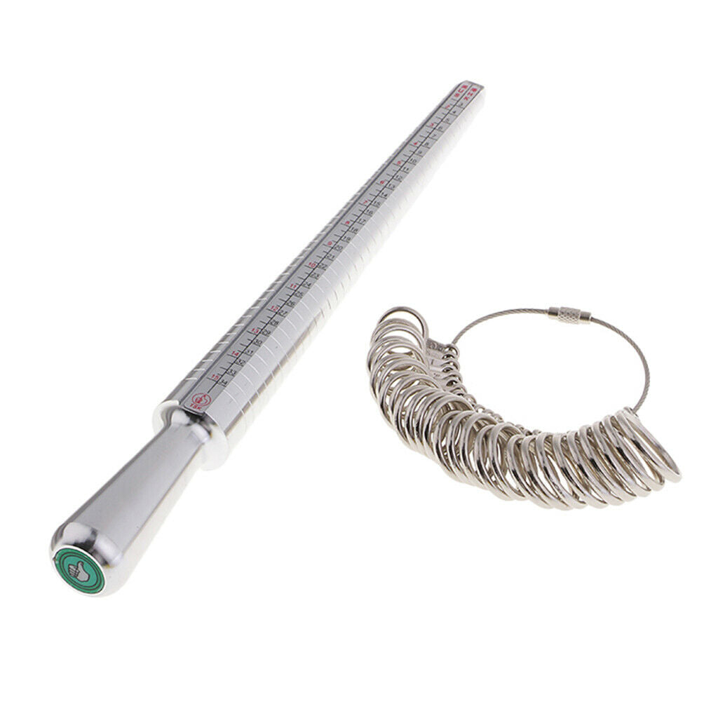 Standard Rings Kit Metal Ring Sizer Mandrel Finger Sizing Measure Stick Tool
