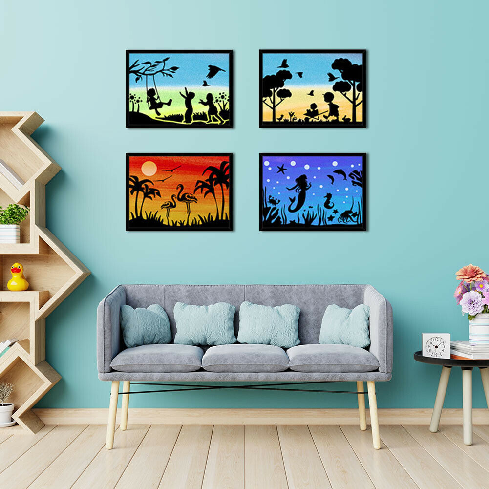 16pcs Silhouette Painting Template Stencils DIY Art Pattern Making Plate @