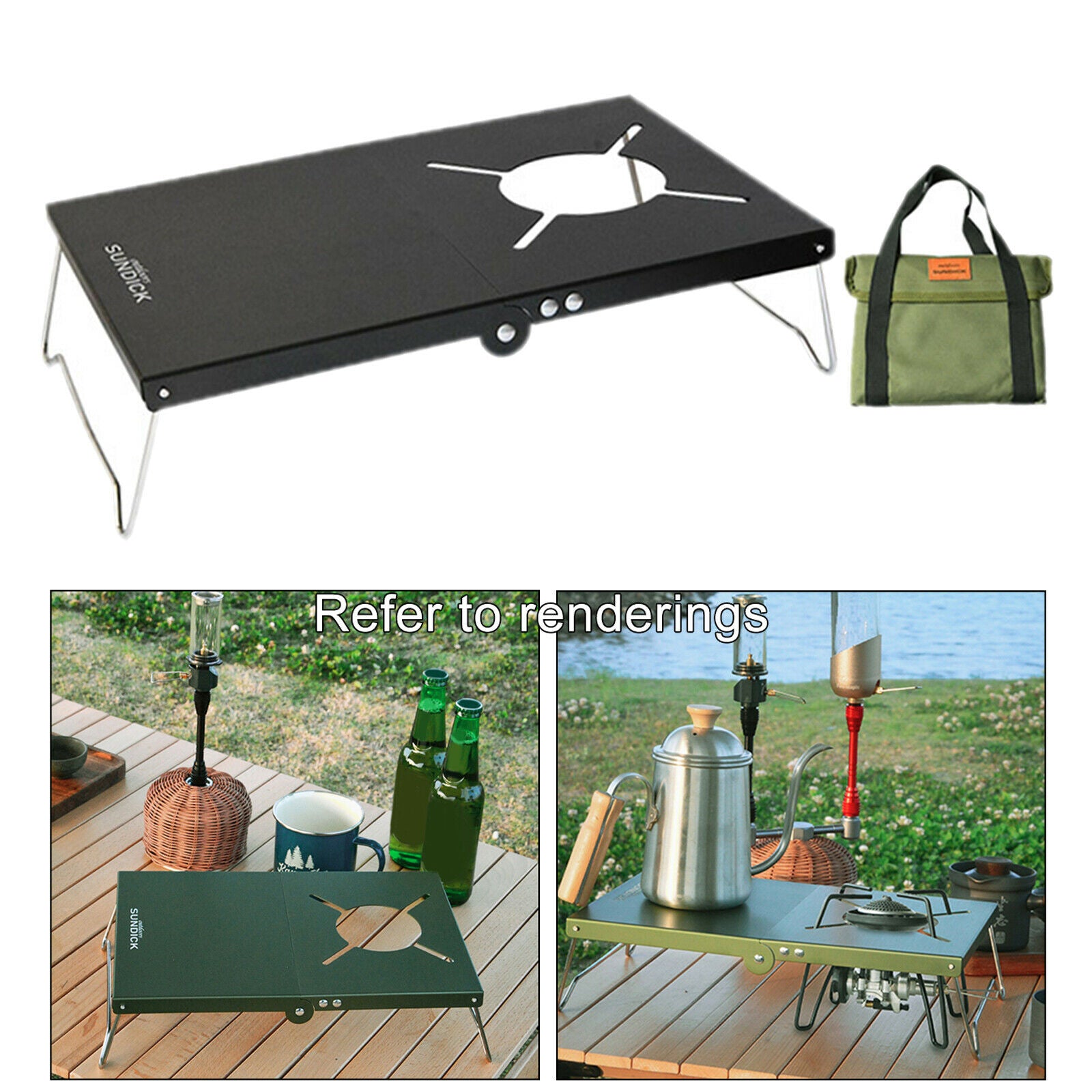 Outdoor Camping Gas Burner Cooker Stand Holder Grill Desk Hiking RV Black