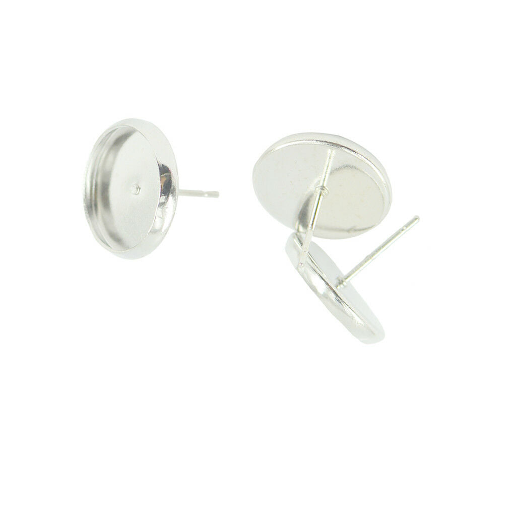 42 Pairs Earrings Tray Blank DIY Base Setting Stud Stainless Steel Pin Post